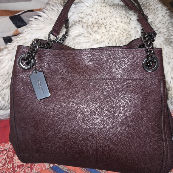 Coach Turnlock Edie Deep Purple Shoulder Bag Handbag Purse - Picture 5 of 9